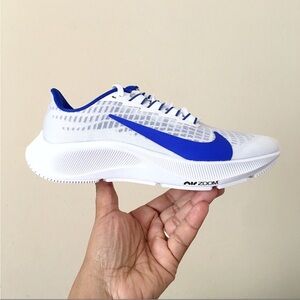 Nike iD Air Zoom Pegasus 37 By You White and Blue Athletic Sneakers